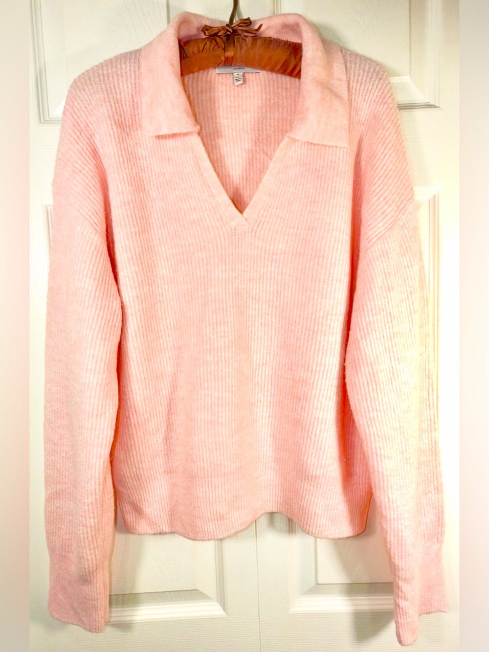 Michael Stars Jonas Johnny Collar Sweater Pink Long Sleeve medium
